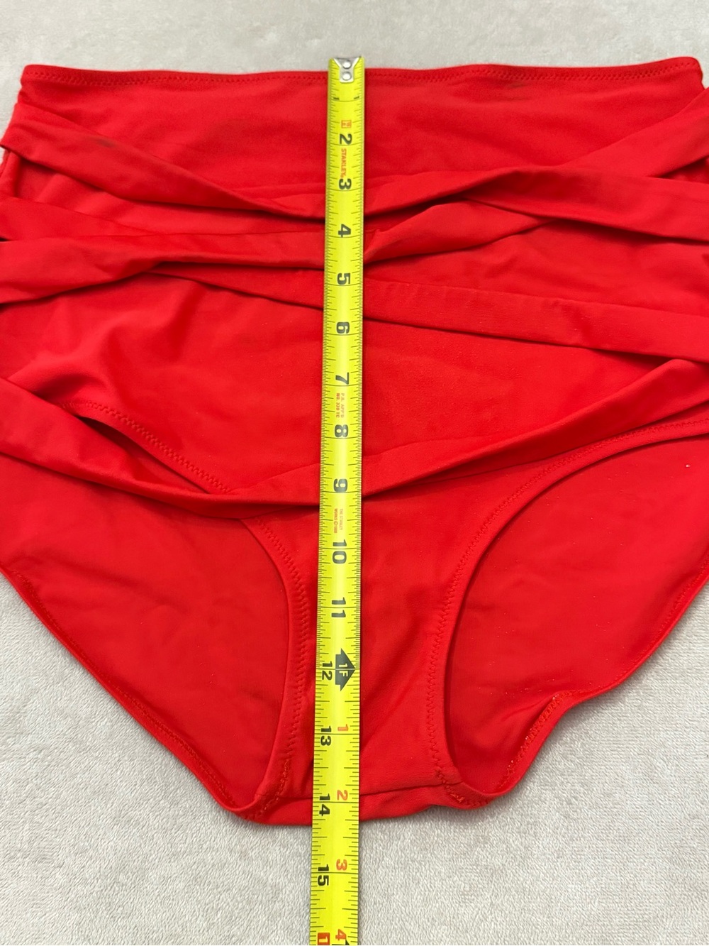 Women’s XL Two Piece Bikini Swimsuit Red High Waist Stripe Halter Bathing Suit - Picture 4 of 9